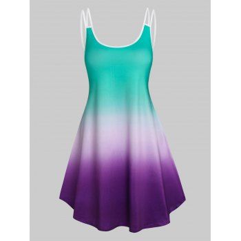 

Ombre Color Sleeveless Tank Dress, Purple