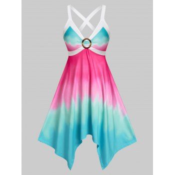 

Plus Size Ombre Color Crisscross Handkerchief Dress, Multicolor
