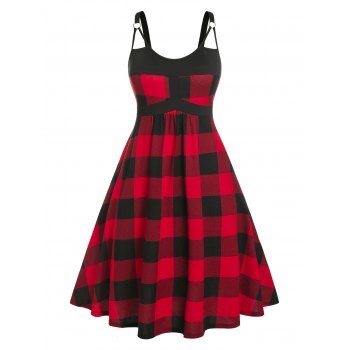 

Plus Size Cutout Plaid Midi Dress, Red