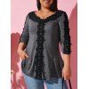 Haut Grande Taille à Col en V et à Garniture en Crochet - Gris 2X
