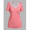 Twist Front T-shirt with Flower Lace Tank Top - LIGHT PINK XXXL