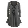 T-shirt de Grande Taille avec Nœud Papillon avec Boutons - Gris 5X