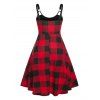 Plus Size Cutout Plaid Midi Dress - RED 1X