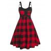 Plus Size Cutout Plaid Midi Dress - RED 1X