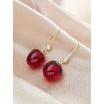 

Cherry-Shaped Rhinestone Drop Earrings, Red