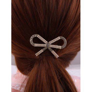 

Bowknot Faux Pearl Rhinestone Hair Clip, Golden