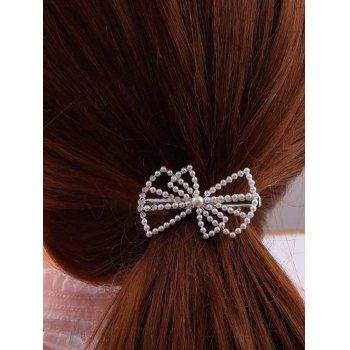 

Bowknot-Shaped Faux Pearl Hair Clip, Silver