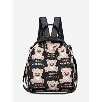 

Bear Print Multi Strap Backpack, Black