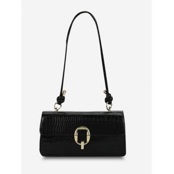 

Rectangle Stone Grain Knotted Shoulder Bag, Black