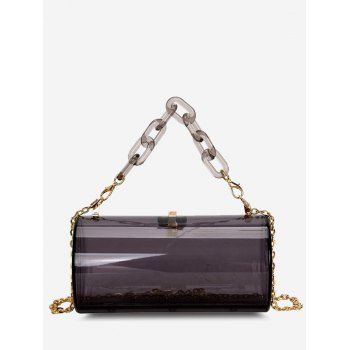

Cylinder Transparent Chain Crossbody Bag, Black