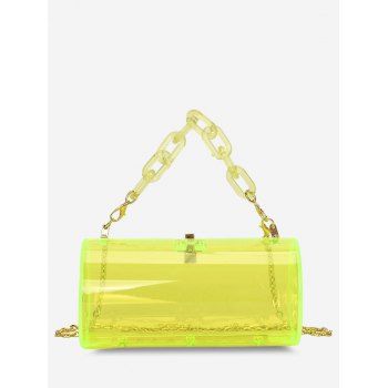 

Cylinder Transparent Chain Crossbody Bag, Yellow