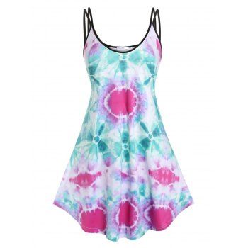 

Plus Size Tie Dye Casual Tank Dress, Multicolor