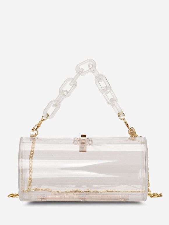 Sac à Bandoulière Transparent Cylindre à Chaîne - Transparent 