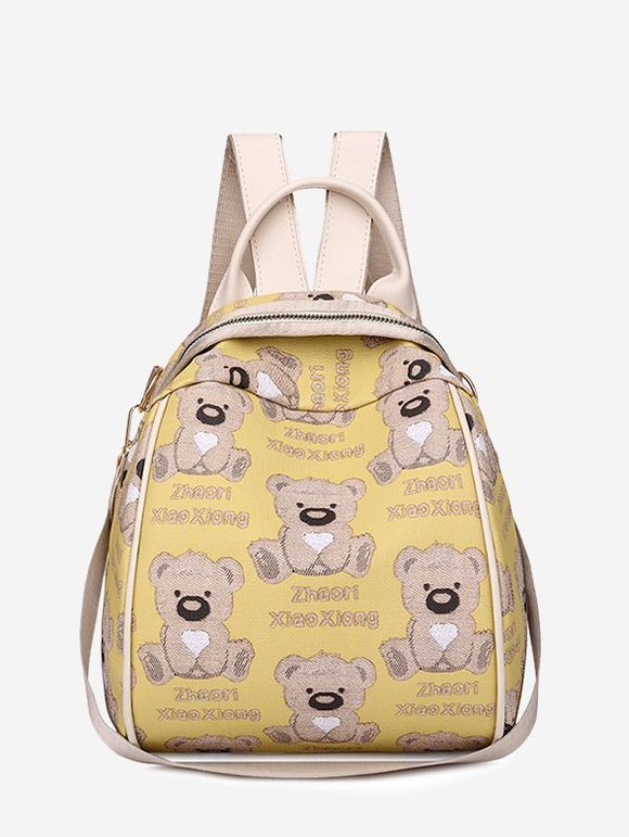 Sac à Dos à Imprimé Ours avec Multi-Bretelles - Jaune 