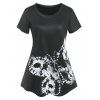T-shirt Manches Raglan à Imprimé Papillon - Noir 4X
