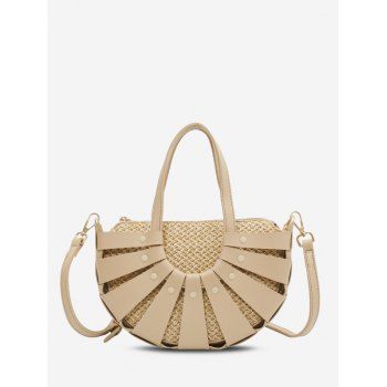 

Hollow Out Semicircle Straw Handbag, Light khaki