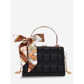 

Embossed Quilted Scarf Rectangle Crossbody Bag, Black