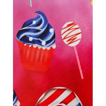 American Flag Dessert Balloon Print Ombre Strappy Dress