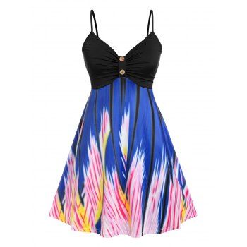 Plus Size Ruched Abstract Print Dress