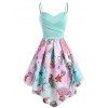 Robe d'Eté Asymétrique Entrecroisée à Imprimé Galaxie Marin - multicolor S
