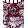 Bohemian Swimsuit Abstract Butterfly Cutout Gothic Bathing Suit Tummy Control Tankini Swimwear - DEEP RED S
