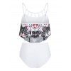 Bohemian Swimsuit Abstract Butterfly Cutout Gothic Bathing Suit Tummy Control Tankini Swimwear - WHITE M