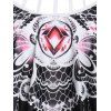 Bohemian Swimsuit Abstract Butterfly Cutout Gothic Bathing Suit Tummy Control Tankini Swimwear - WHITE XL