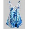 Débardeur Applique Teinté à Double Bretelle de Grande Taille - Bleu clair L