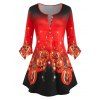 T-shirt Imprimé Visage de Citrouille D'Halloween Grande Taille - Rouge L
