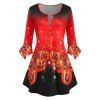 T-shirt Imprimé Visage de Citrouille D'Halloween Grande Taille - Rouge 3X