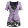 Ensemble de T-Shirt Teinté Tordu de Grande Taille et de Débardeur en Dentelle - Violet clair 1X