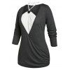 T-Shirt Dos-Nu avec Surplis Deux-Tons Grande-Taille - Gris 2X