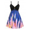 Plus Size Ruched Abstract Print Dress - BLUE 1X