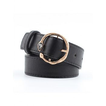 

Faux Gemstone Snake Buckle Belt, Black