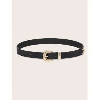 

Gold Tone Engraved Buckle Belt, Black