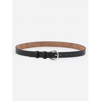 

Minimalistic Silver Tone Buckle Belt, Black