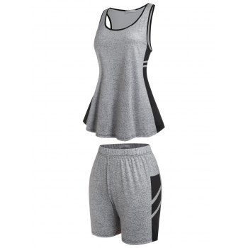 

Plus Size Colorblock Tank Top and Shorts Pajamas Set, Gray