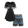 Ensemble de Pyjama Eléphant Tribal Imprimé de Grande Taille - Noir 1X