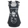Halloween Bowknot Lace Skull Printed Gothic Tank Top - BLACK XL