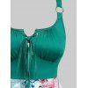 Bohemian Corset Style Print Lace Up O Ring Skirted Tank Top - GREEN XXL