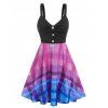 Robe Ajustée et Evasée à Carreaux en Couleur Ombrée à Volants - multicolor L