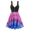Ombre Color Plaid Ruched Fit and Flare Dress - multicolor XXXL