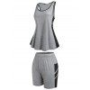 Ensemble de Pyjama Débardeur en Blocs de Couleurs Grande Taille et Short - Gris 2X
