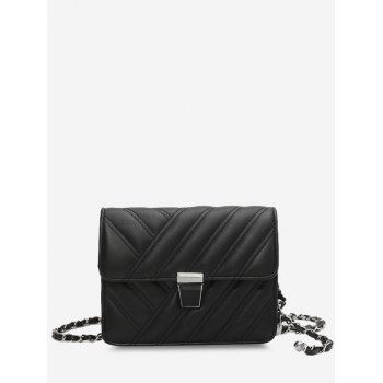 

Quilted Chain-Wrapped Strap Crossbody Bag, Black