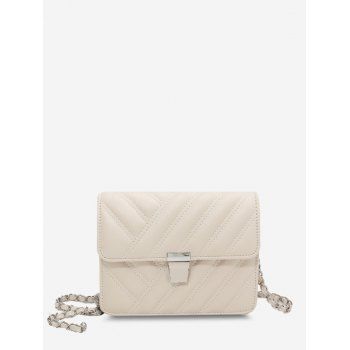 

Quilted Chain-Wrapped Strap Crossbody Bag, White
