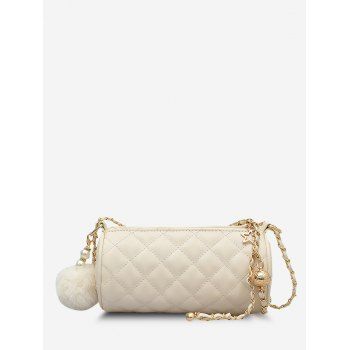 

Cylinder Quilted Pom Pom Shoulder Bag, White