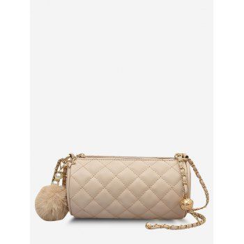 

Cylinder Quilted Pom Pom Shoulder Bag, Light khaki