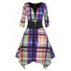 Robe Mouchoir Colorée à Carreaux de Grande Taille à Lacets - multicolor 5X