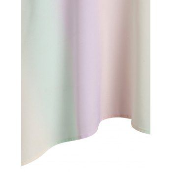 Summer Crossover Cold Shoulder Rainbow High Low Midi Dress