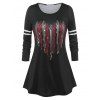 T-shirt Rayé Imprimé Cœur de Grande Taille - Noir 2X
